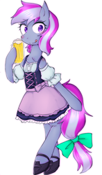 Size: 353x600 | Tagged: safe, artist:divided-s, oc, oc only, oc:queer-division, pony, beer, bipedal, clothes, solo