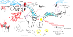 Size: 1233x632 | Tagged: safe, lord tirek, oc, alicorn, duck, pony, g4, 1000 hours in ms paint, butt, butts, dead, explosion, female, fire, fire breath, firebreathing, giant pony, laser, mare, ms paint, overlord, plot, princess, sketch, stylistic suck, wtf, x eyes