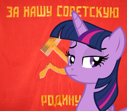 Size: 1132x992 | Tagged: safe, artist:muddyfudger, twilight sparkle, alicorn, pony, g4, annoyed, communism, female, hammer and sickle, mare, russian, soviet, soviet russia, soviet union, translated in the comments, twilight sparkle (alicorn)