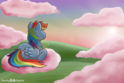 Size: 1000x667 | Tagged: safe, artist:sandy--apples, rainbow dash, g4, cloud, cloudy, female, solo
