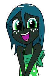 Size: 468x658 | Tagged: safe, artist:syggie, queen chrysalis, human, equestria girls, g4, cute, cutealis, equestria girls-ified, female, happy, humanized, simple background, solo, white background, younger