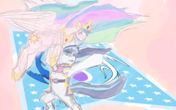 Size: 2000x1250 | Tagged: safe, artist:magello, princess celestia, shining armor, alicorn, pony, unicorn, g4, color