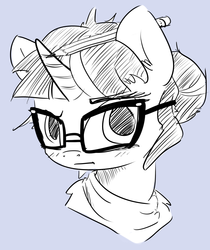 Size: 1268x1507 | Tagged: safe, artist:nobody, sci-twi, twilight sparkle, pony, unicorn, equestria girls, g4, my little pony equestria girls: rainbow rocks, black and white, bust, equestria girls ponified, female, glasses, grayscale, horn, mare, monochrome, pencil, ponified, portrait, simple background, solo, unicorn sci-twi