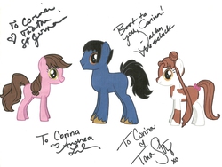 Size: 2135x1607 | Tagged: safe, oc, oc only, earth pony, pony, autograph, blank flank, female, male, mare, signature, stallion