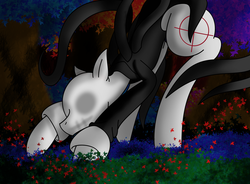 Size: 1727x1268 | Tagged: safe, artist:mytatsur, pony, creepypasta, forest, playing, ponified, slendermane, slenderpony, solo