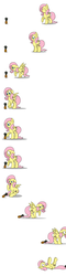 Size: 816x3406 | Tagged: safe, artist:graciegirl328, fluttershy, pegasus, pony, g4, comic, cute, fainting goat, female, pineapple, simple background, solo, white background