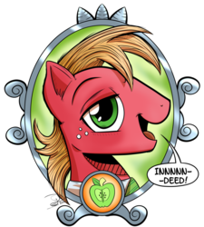 Size: 800x890 | Tagged: safe, artist:gray--day, big macintosh, earth pony, pony, g4, fancy, male, portrait, solo, speech bubble, stallion