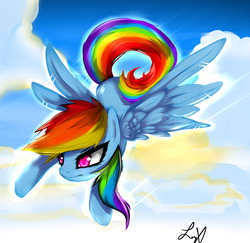 Size: 5023x4883 | Tagged: safe, artist:koyukiii, rainbow dash, g4, absurd resolution, female, flying, solo