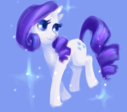 Size: 452x400 | Tagged: safe, rarity, pony, unicorn, g4, blue background, female, mare, simple background, solo, sparkles