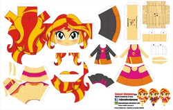 Size: 2476x1576 | Tagged: safe, artist:eljoeydesigns, sunset shimmer, equestria girls, g4, belly button, bikini, blushing, clothes, dress, papercraft, skirt, swimsuit