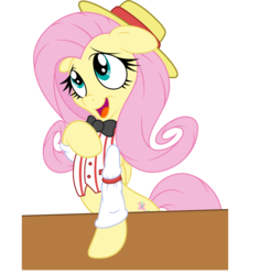 Size: 6390x6793 | Tagged: safe, artist:dfectivedvice, artist:glitchking123, fluttershy, g4, absurd resolution, bowtie, colored, female, hat, simple background, solo, transparent background, vector