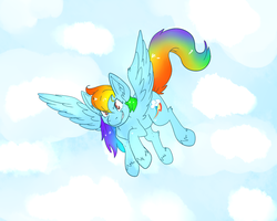 Size: 1280x1024 | Tagged: safe, artist:shinkuma, rainbow dash, g4, female, flying, solo, spread wings