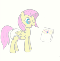 Size: 714x727 | Tagged: safe, artist:lunanon, fluttershy, g4, alternate hairstyle, cutie mark diapers, diaper, female, non-baby in diaper, poofy diaper, solo, wink