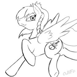 Size: 2000x2000 | Tagged: safe, artist:miniferu, pony, high res, lindsey stirling, monochrome, ponified, solo