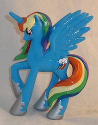 Size: 1865x2377 | Tagged: safe, artist:gryphyn-bloodheart, rainbow dash, alicorn, pony, g4, backwards cutie mark, customized toy, princess, race swap, rainbowcorn, sculpted