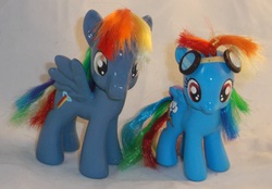 Size: 3017x2097 | Tagged: safe, artist:gryphyn-bloodheart, rainbow blaze, rainbow dash, pony, g4, brushable, customized toy, filly, filly rainbow dash, high res, male, stallion, toy
