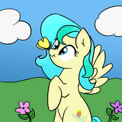 Size: 2000x2000 | Tagged: safe, artist:katiespalace, oc, oc only, butterfly, pegasus, pony, art trade, high res, solo