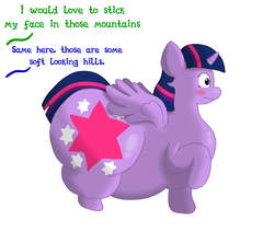 Size: 1280x1086 | Tagged: safe, artist:askchubbytwilight, twilight sparkle, alicorn, pony, g4, butt, fat, female, impossibly large butt, mare, obese, plot, twilard sparkle, twilight sparkle (alicorn)