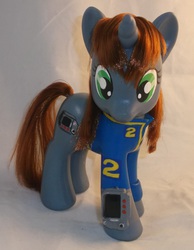 Size: 2345x3025 | Tagged: safe, artist:gryphyn-bloodheart, oc, oc only, oc:littlepip, pony, unicorn, fallout equestria, 3d print, clothes, customized toy, fanfic, fashion style, female, high res, irl, jumpsuit, mare, photo, pipbuck, solo, toy, vault suit