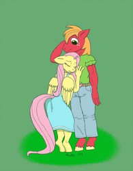 Size: 998x1280 | Tagged: safe, artist:mikearctic, big macintosh, fluttershy, earth pony, anthro, g4, clothes, female, male, ship:fluttermac, shipping, straight