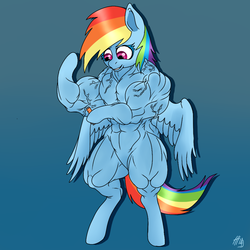 Size: 1024x1024 | Tagged: safe, artist:baronbulge, rainbow dash, g4, abs, fetish, muscle expansion, muscle fetish, muscles, rainbuff dash, sequence, someone got their idea of muscle definition from akira, steroids, vein