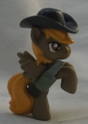 Size: 1161x1641 | Tagged: safe, artist:gryphyn-bloodheart, oc, oc only, oc:calamity, pegasus, pony, fallout equestria, battle saddle, blind bag, customized toy, fanfic, gun, hat, irl, male, photo, rifle, solo, stallion, toy, weapon, wings