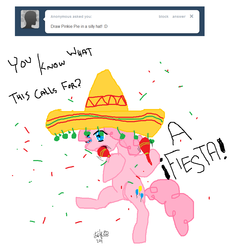 Size: 890x970 | Tagged: safe, pinkie pie, g4, ask, female, hat, solo, tumblr