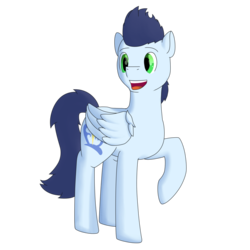 Size: 1024x1024 | Tagged: safe, artist:pyr0cat, soarin', pegasus, pony, g4, male, raised hoof, simple background, solo, stallion, transparent background