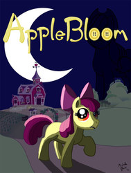 Size: 530x700 | Tagged: safe, apple bloom, applejack, earth pony, pony, g4, button eyes, coraline, crescent moon, crossover, image macro, meme, moon, other applejack, sweet apple acres