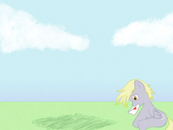 Size: 1024x768 | Tagged: safe, artist:chrisboe4ever, derpy hooves, pegasus, pony, g4, female, letter, mare, mouth hold, solo