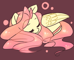 Size: 1500x1217 | Tagged: safe, artist:katputze, fluttershy, pegasus, pony, g4, eyes closed, female, folded wings, mare, prone, simple background, sleeping, solo, wings