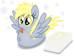Size: 6780x5083 | Tagged: safe, artist:farminilla, derpy hooves, pegasus, pony, g4, absurd resolution, cute, derpabetes, female, mare, rubber duck, simple background, soap, solo, tongue out, transparent background