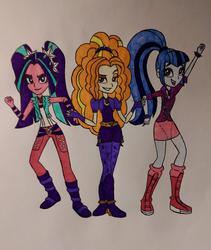 Size: 1516x1798 | Tagged: safe, artist:lucaspratt, adagio dazzle, aria blaze, sonata dusk, equestria girls, g4, my little pony equestria girls: rainbow rocks, female, gem, simple background, siren gem, the dazzlings, traditional art, white background