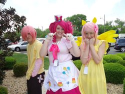 Size: 720x540 | Tagged: safe, artist:eyeoffate, artist:raeraecosplay, fluttershy, pinkie pie, human, g4, cosplay, irl, irl human, photo