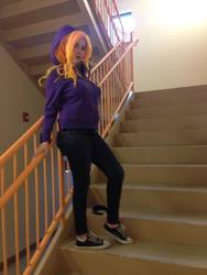 Size: 720x960 | Tagged: safe, artist:lochlan o'neil, adagio dazzle, human, equestria girls, g4, my little pony equestria girls: rainbow rocks, cosplay, female, gem, irl, irl human, photo, siren gem, solo, stairs