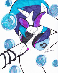 Size: 1280x1624 | Tagged: safe, artist:yuiyama, dj pon-3, vinyl scratch, g4, traditional art