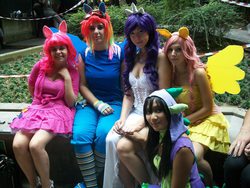 Size: 960x720 | Tagged: safe, artist:dani-foca, fluttershy, pinkie pie, rainbow dash, rarity, spike, human, g4, cosplay, irl, irl human, photo