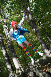 Size: 1280x1933 | Tagged: safe, artist:lea-woelfchen, rainbow dash, human, g4, clothes, cosplay, irl, irl human, photo, rainbow socks, socks, striped socks