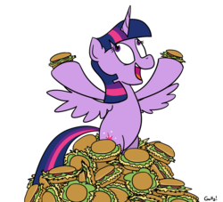 Size: 1053x956 | Tagged: safe, artist:rapidstrike, twilight sparkle, alicorn, pony, g4, hay burger, simple background, that pony sure does love burgers, transparent background, twilight burgkle, twilight sparkle (alicorn)