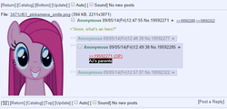 Size: 723x350 | Tagged: safe, pinkie pie, g4, /mlp/, 4chan, 4chan screencap, an hero, applejack's parents, greentext, pinkamena diane pie, text, we are going to hell