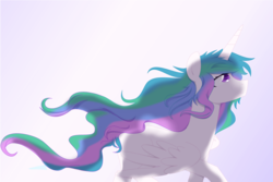 Size: 4500x3000 | Tagged: safe, artist:sparkle-bubba, princess celestia, g4, blank flank, female, gradient background, missing accessory, solo