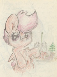 Size: 624x843 | Tagged: safe, artist:slightlyshade, scootaloo, pegasus, pony, g4, female, filly, lego, solo, traditional art