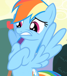 Size: 947x1075 | Tagged: safe, screencap, rainbow dash, pegasus, pony, bats!, g4, cringing, cropped, female, flying, mare, solo