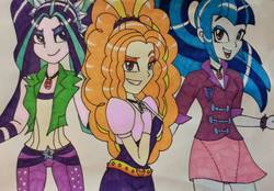 Size: 1034x720 | Tagged: safe, artist:lucaspratt, adagio dazzle, aria blaze, sonata dusk, equestria girls, g4, my little pony equestria girls: rainbow rocks, female, gem, simple background, siren gem, the dazzlings, traditional art, white background