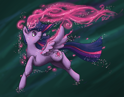 Size: 2800x2200 | Tagged: safe, artist:dragonnightart, twilight sparkle, alicorn, pony, g4, female, flying, high res, mare, solo, twilight sparkle (alicorn)