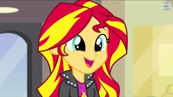 Size: 1136x640 | Tagged: safe, screencap, sunset shimmer, equestria girls, g4, my little pony equestria girls: rainbow rocks, cute, female, shimmerbetes, shimmersmile, smiling, solo, when she smiles