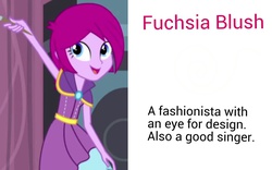 Size: 1280x800 | Tagged: safe, screencap, fuchsia blush, equestria girls, g4, my little pony equestria girls: rainbow rocks, background human, illusion, naming