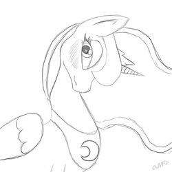 Size: 800x800 | Tagged: safe, artist:miniferu, princess luna, g4, female, monochrome, solo