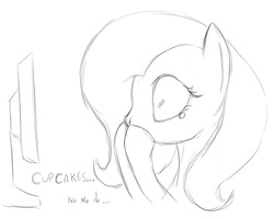 Size: 900x720 | Tagged: safe, artist:miniferu, fluttershy, fanfic:cupcakes, g4, computer, female, monochrome, solo