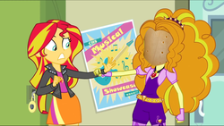 Size: 1280x722 | Tagged: safe, edit, adagio dazzle, sunset shimmer, equestria girls, g4, my little pony equestria girls: rainbow rocks, asiago, cheese, death grip, female, gem, image macro, meme, potato, pun, siren gem